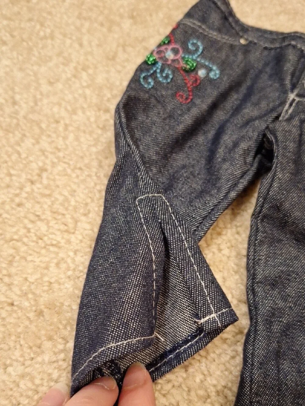 American Girl Jeans with Floral Bead Design